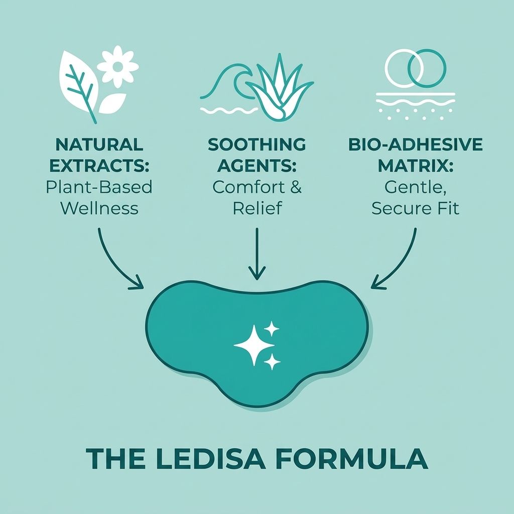 Clean flat-lay or illustrated formula breakdown showing the three components with simple icons or labels, on-brand color