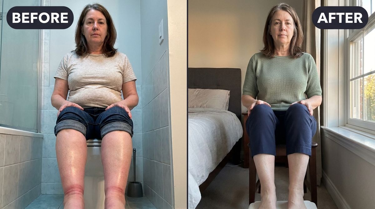 Candid amateur before-and-after photo pair shot on an iPhone 12, real, slightly grainy, imperfect natural exposure, true