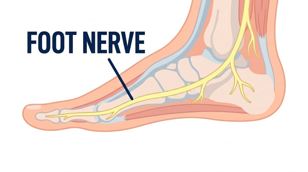 Plain medical foot with the nerves. No red marks, no pain points